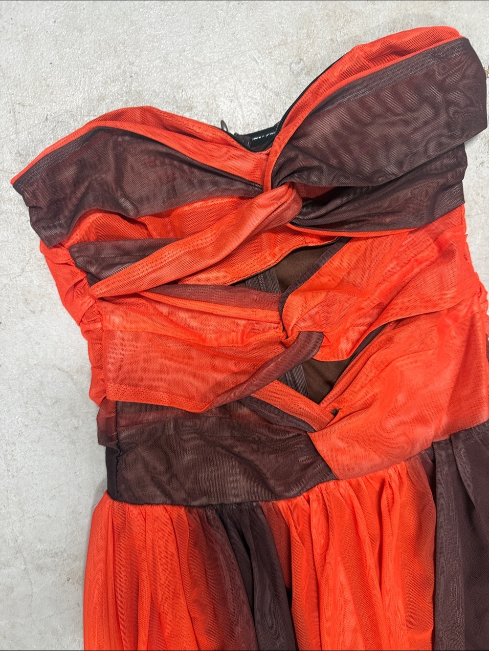 Strapless Ombre Maxi Dress in Orange, Brown & Aqua Size Small Back Zip NWOT - Picture 2 of 6